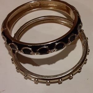 Two Sequin Hinged Bangle Bracelets